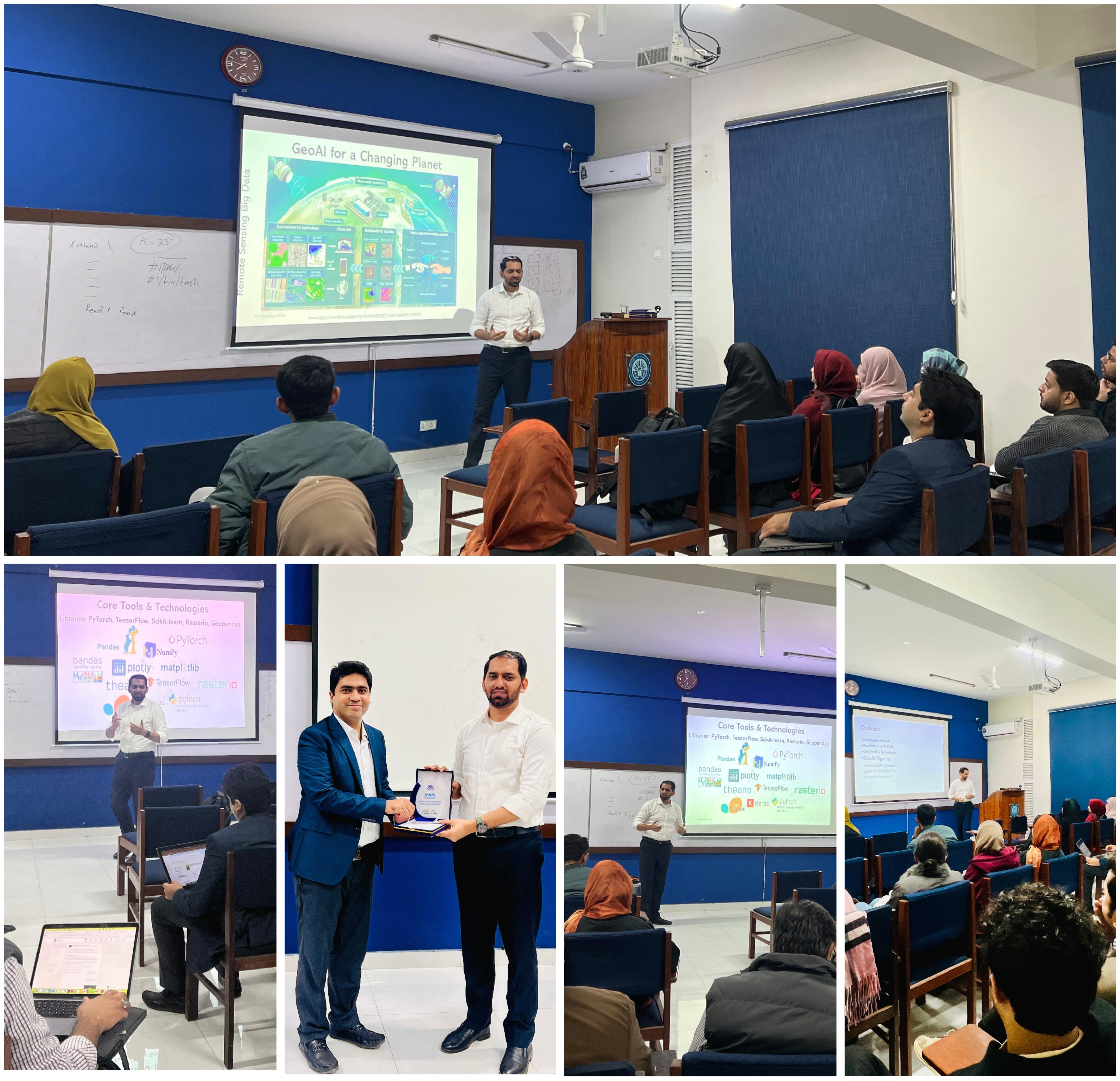 Adeel Ahmad delivering a talk at SINE NUST 2025